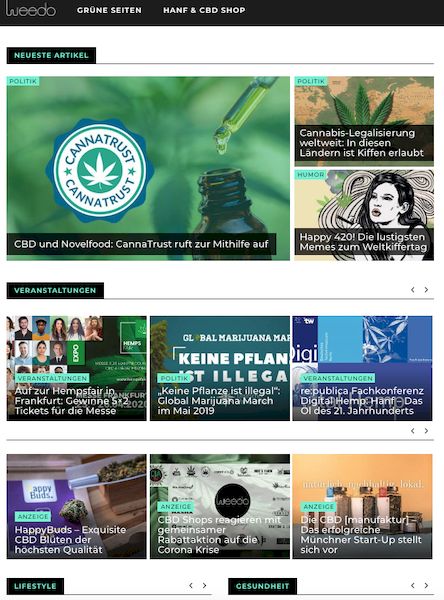 gruene Seiten Weedo Online Magazin zum Themen Cannabis, CBD, und hanf